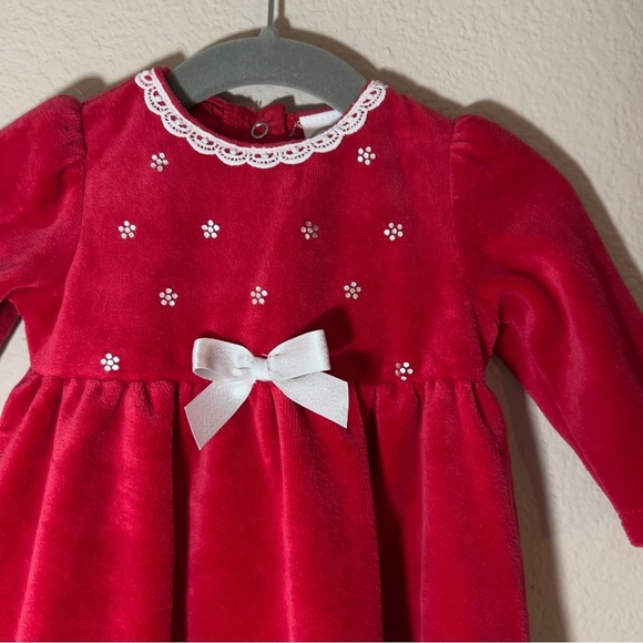 Little Me Red Velour Dress - Picture 2 of 4